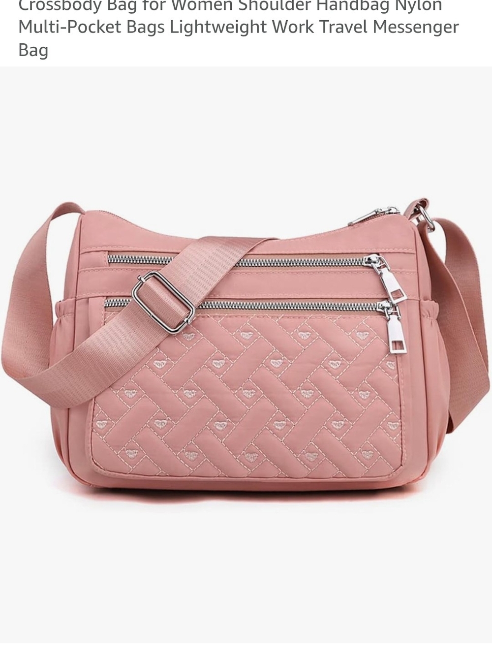 Quilted Crossbody Shoulder Bag for Women - Pink